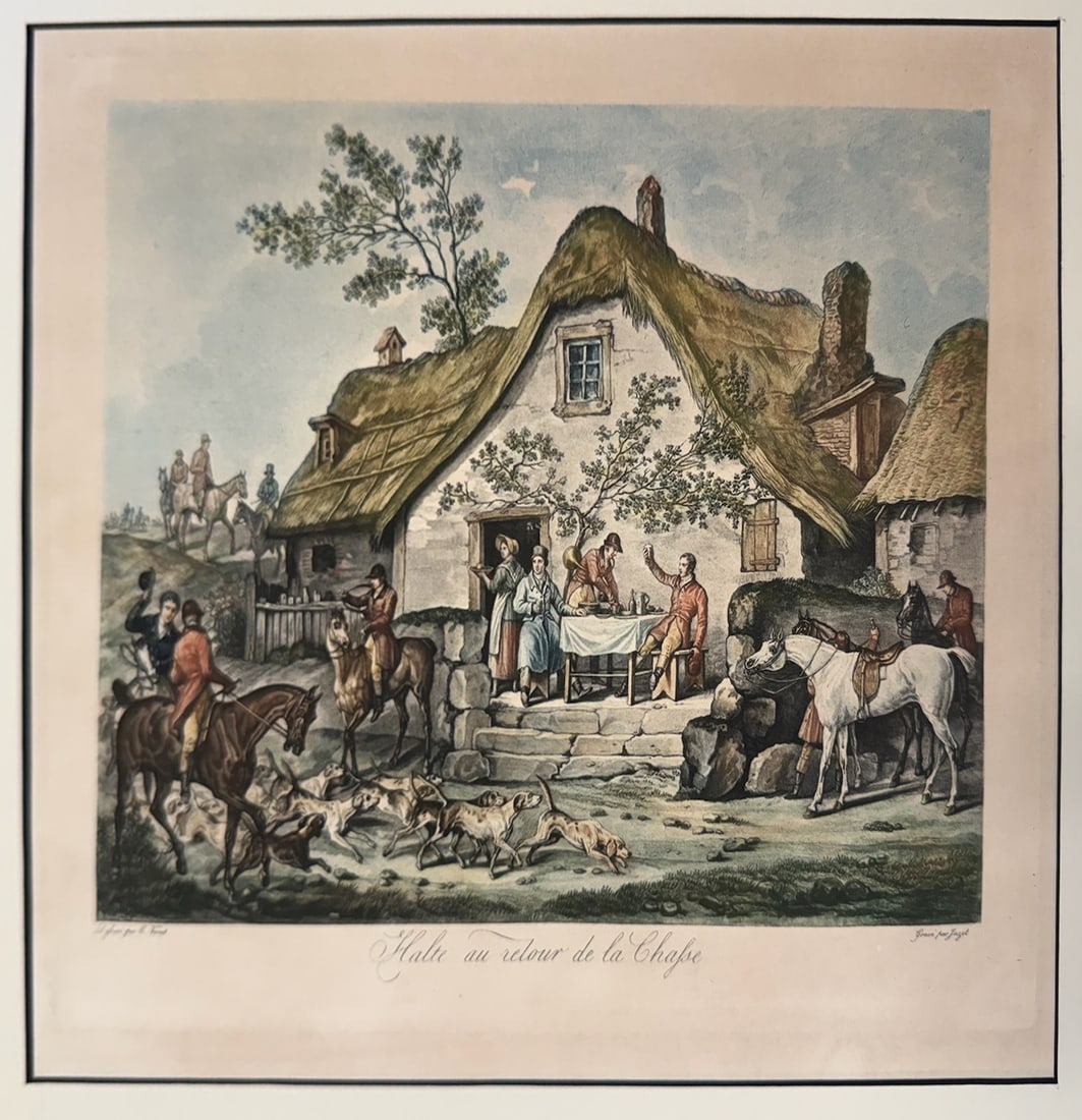 Carle Vernet - Halte au retour de la chasse: Artist: Carle Vernet Title: Halte au retour de la chasse Dimensions: 16 x 20 in. Edition: From the limited edition Medium: Lithograph on paper Condition: Excellent Comes with Letter of authenticity