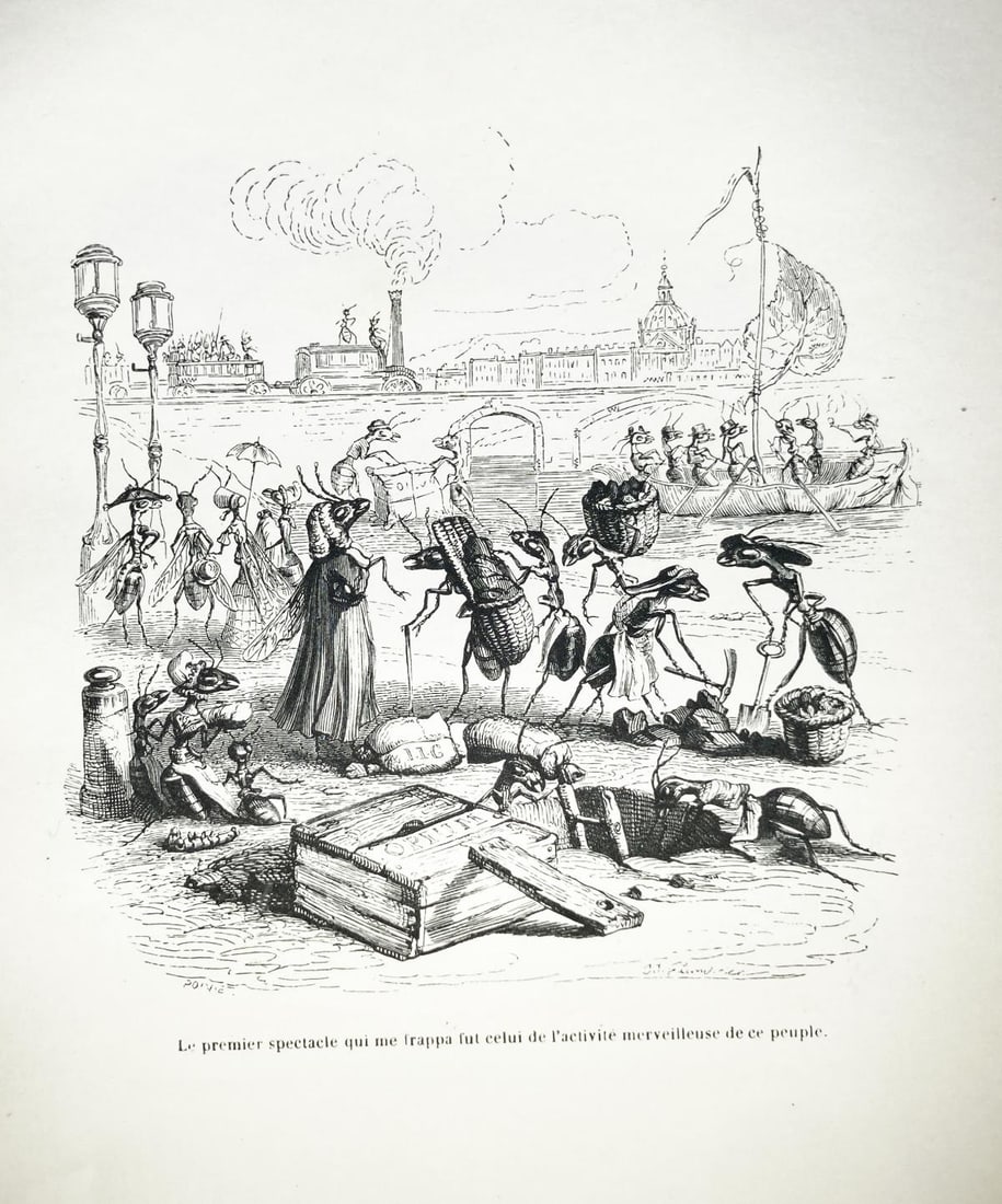 J.J. Grandville - Grandville et Les Animaux 69: Artist: J.J. Grandville Title: Grandville et Les Animaux 69 Year: 1842 Dimensions: 10.5in. by 6.5in. Edition: From the rare limited edition Publisher: Etudes De Moeurs Contemporaines Suite: