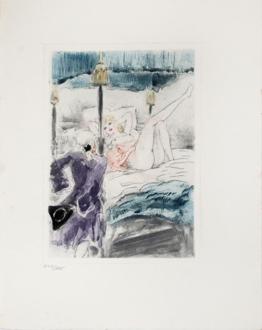 Louis Icart - Under the Canopy: Artist: Louis Icart Title: Under the Canopy Year: 1946 Dimensions: 11in. by 8.5in. Edition: From the rare limited edition of 525 Publisher: Claude Prosper de Crebillon Suite: La Nuit et le Moment