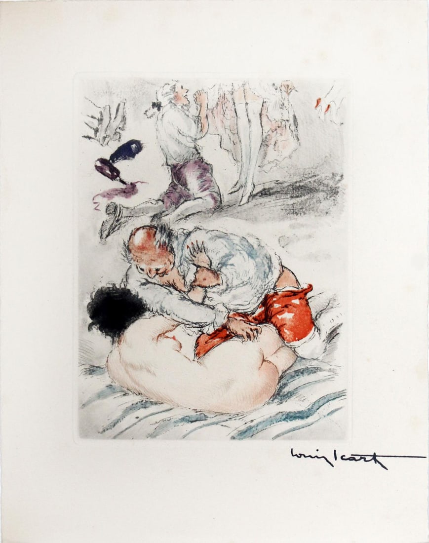 Louis Icart - Orgy Prelude: Artist: Louis Icart Title: Orgy Prelude Year: 1947 Dimensions: 11in. by 8.5in. Edition: From the rare limited edition of 500 Publisher: Georges Guillot Editeur: Paris Suite: Felecia ou Mes Fredaines