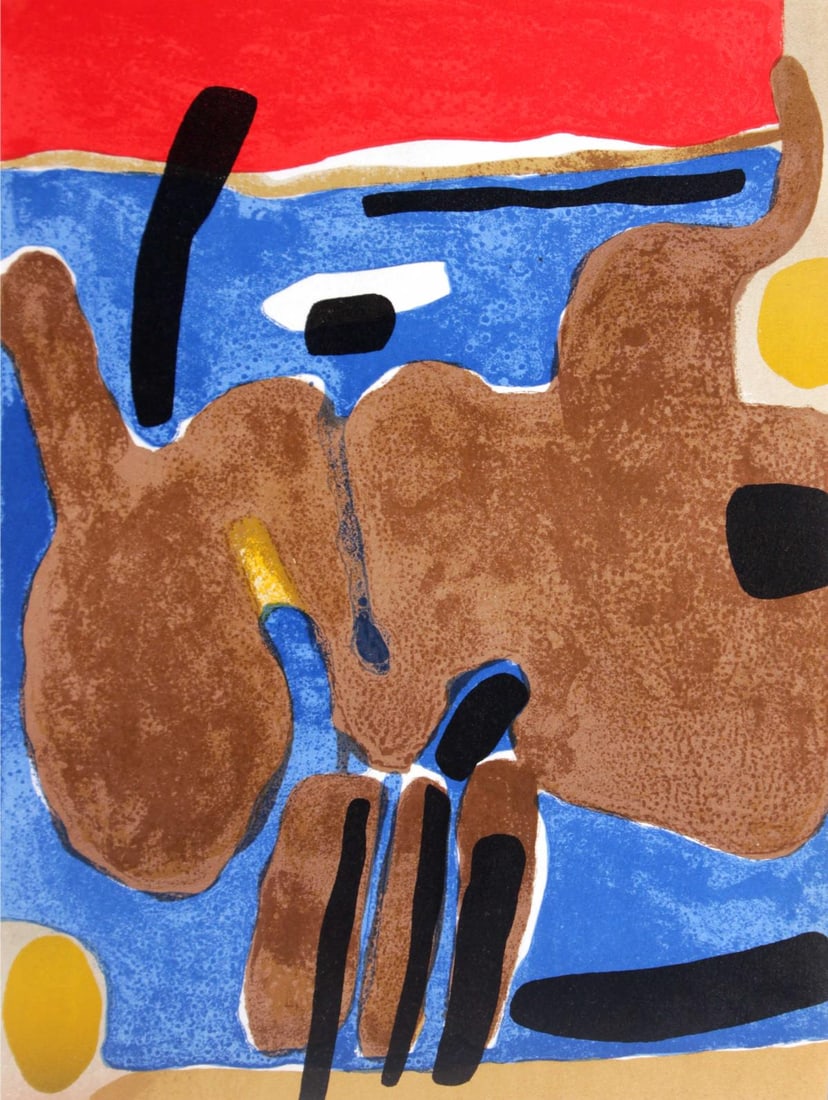 Maurice Esteve - Composition: Artist: Maurice Esteve Title: Composition Year: 1964 Dimensions: 7.5in. by 10in. Edition: From the rare limited edition Publisher: Fernand Mourlot and Jean Adhemar Paris Suite: Prints from the