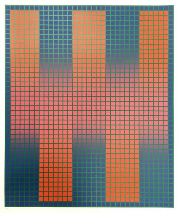 Julian Stanczak - Trespass: Artist: Julian Stanczak Title: Trespass Year: 1979 Dimensions: 29 3/4in. by 22 1/2in. Edition: From the Rare Limited Edition Publisher: Eugene Schuster London Arts Medium: Screenprint in Colors