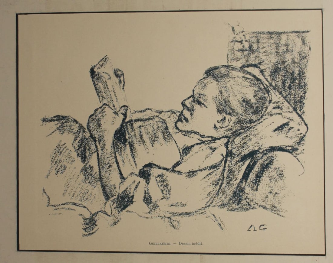 Armand Guillaumin - Boy Reading: Artist: Armand Guillaumin Title: Boy Reading Year: 1906 Dimensions: 7in. by 9.5in. Edition: From the rare limited edition of 1000 Publisher: Bruno Cassirer; Berlin Suite: Les Impressioniste Medium:
