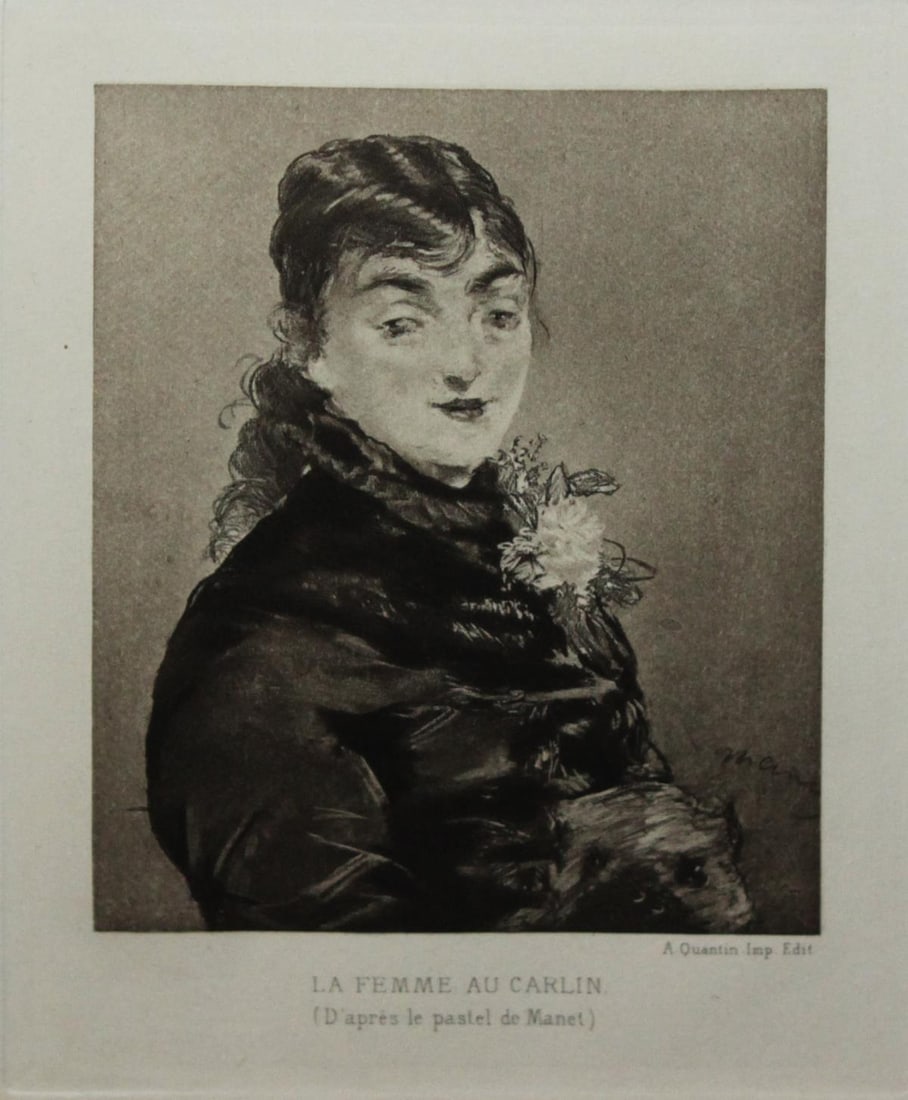 Edouard Manet - Mery Laurent (La Femme au Carlin): Artist: Edouard Manet Title: Mery Laurent (La Femme au Carlin) Year: 1910 Dimensions: 6in. by 6in. Edition: From the rare limited edition Medium: Original heliogravure Condition: Excellent Comes with