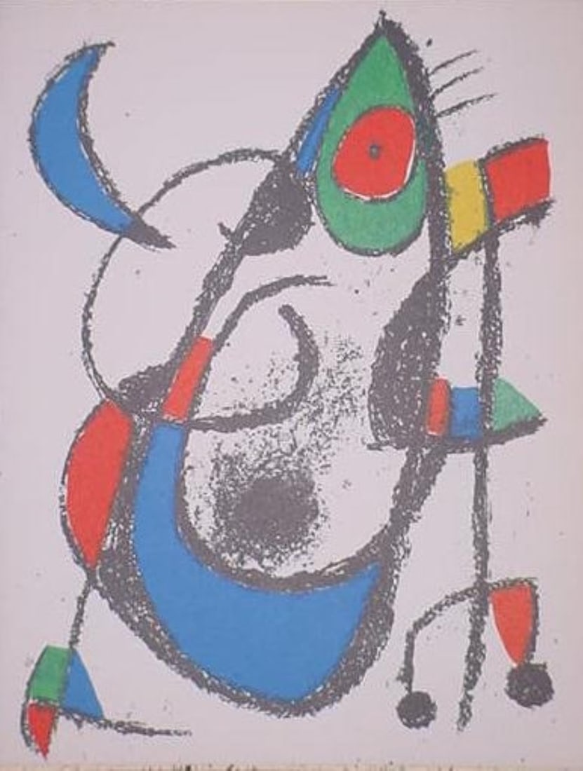 Joan Miro - Original Lithograph XI: Artist: Joan Miro Title: Original Lithograph XI Year: 1975 Dimensions: 9.75in. by 12.5in. Edition: From the rare limited edition Publisher: Mourlot Paris Medium: Lithograph in color on Arches paper