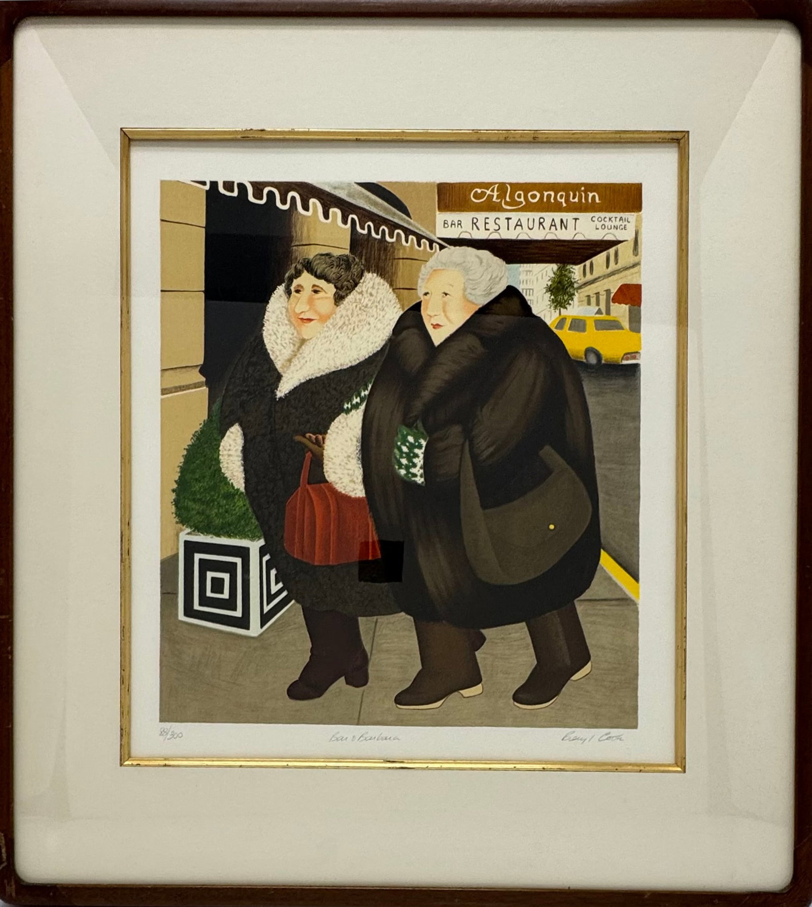 Beryl Cook - Bar & Barbera: Artist: Beryl Cook Title: Bar & Barbera Year: 1960s-70s Dimensions: 28 1/2 x 25 1/4 in. Edition: 88 from the limited edition of 300 Medium: Serigraph on paper<