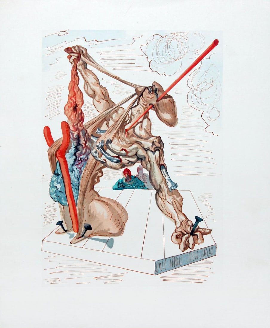 Salvador Dali - Mohammed: Artist: Salvador Dali Title: Mohammed Year: 1964 Dimensions: 13in. by 10in. Edition: From the rare limited edition Publisher: Les Heures Claires Paris Suite: The Divine Comedy Medium: Original color
