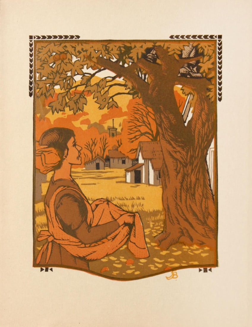 Gustave Baumann - October: Artist: Gustave Baumann Title: October Year: 1912 Dimensions: 10in. by 8.5in. Edition: From the rare limited edition Publisher: The Bobbs Merrill Company Indianapolis <