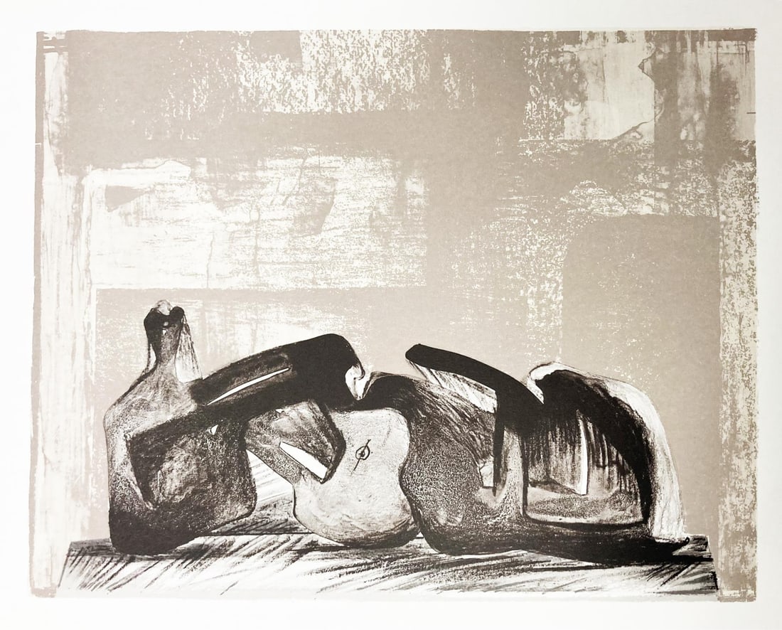 Henry Moore - Untitled Lithograph: Artist: Henry Moore Title: Untitled Lithograph Year: Dimensions: 12 3/8in. x 9 1/2in. Edition: From the Rare Limited Edition Suite: XXe siecle Medium: Original Lithograph in Colors on Paper
