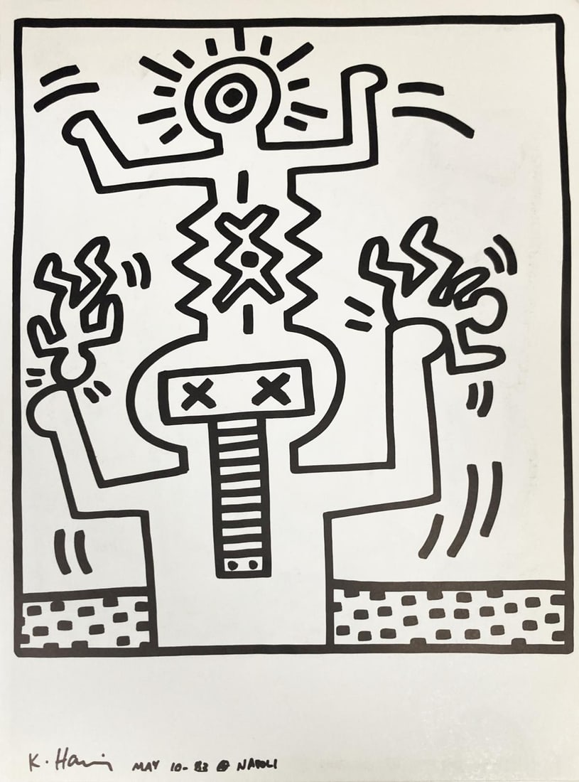 Keith Haring - Untitled XV: Artist: Keith Haring Title: Untitled XV Year: 1983 Dimensions: 12.5in. by 9.5in. Edition: From the rare limited edition Publisher: La Galerie de Poche Suite: Une Explosition du 15th Januier 1990
