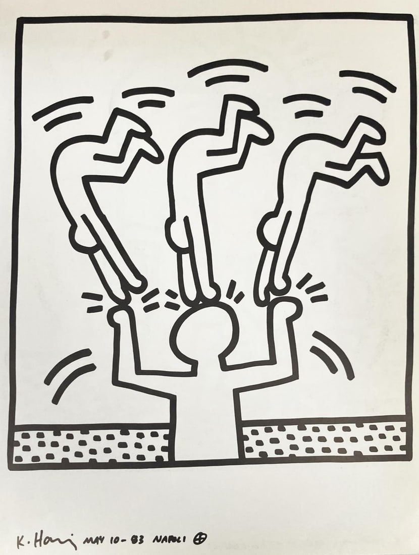 Keith Haring - Untitled XIII: Artist: Keith Haring Title: Untitled XIII Year: 1983 Dimensions: 12.5in. by 9.5in. Edition: From the rare limited edition Publisher: La Galerie de Poche Suite: Une Explosition du 15th Januier 1990