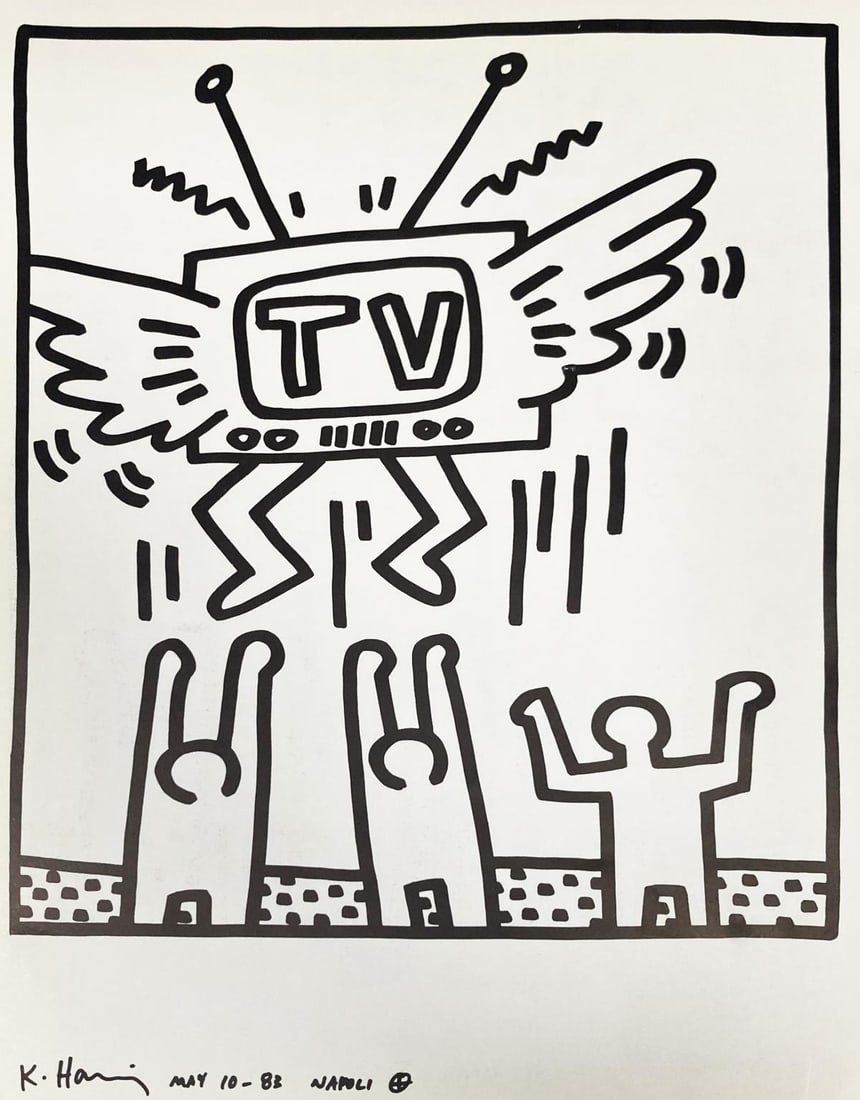 Keith Haring - Untitled XII: Artist: Keith Haring Title: Untitled XII Year: 1990 Dimensions: 12.5in. by 9.5in. Edition: From the rare limited edition Publisher: La Galerie de Poche Suite: Une Explosition du 15th Januier 1990