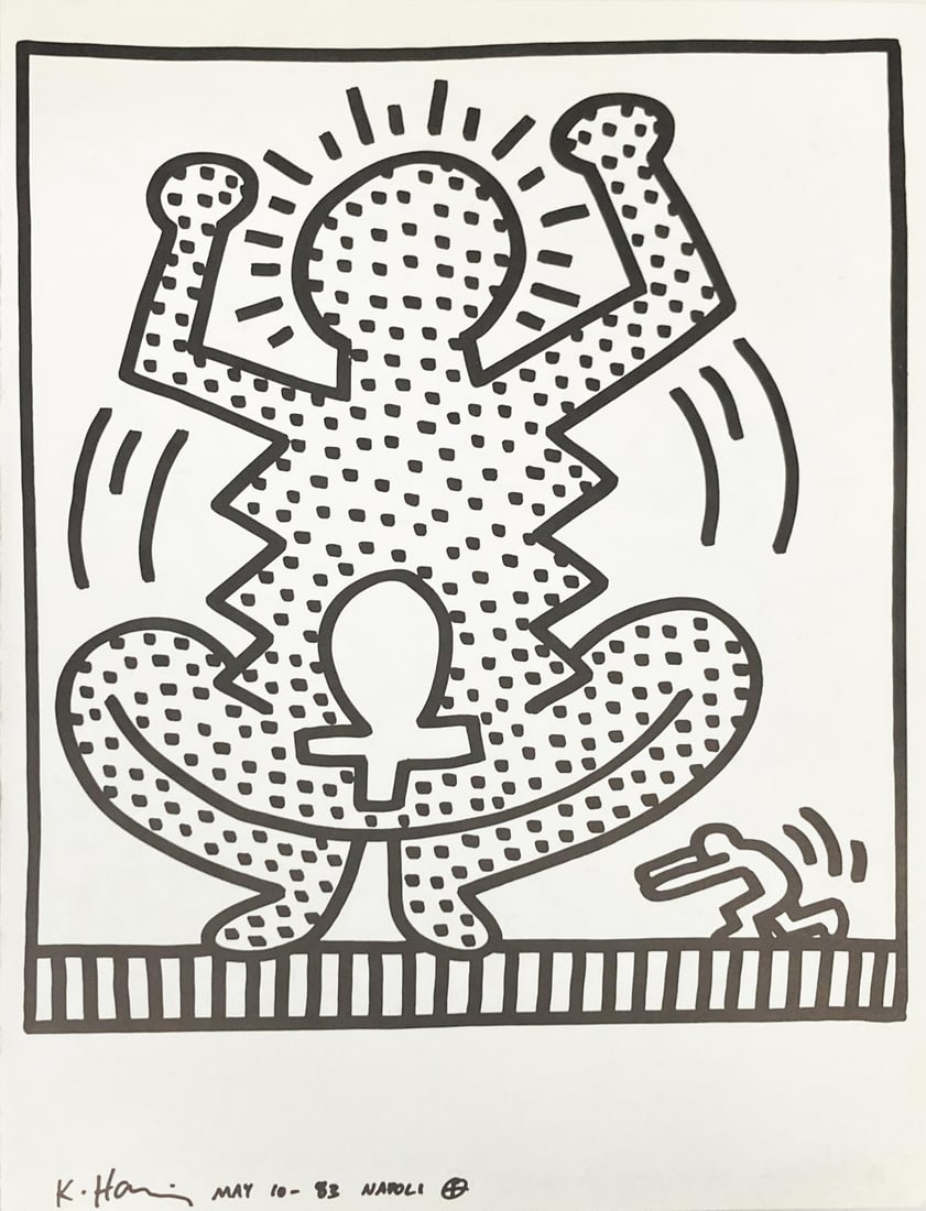 Keith Haring - Untitled X: Artist: Keith Haring Title: Untitled X Year: 1983 Dimensions: 12.5in. by 9.5in. Edition: From the rare limited edition Publisher: La Galerie de Poche Suite: Une Explosition du 15th Januier 1990