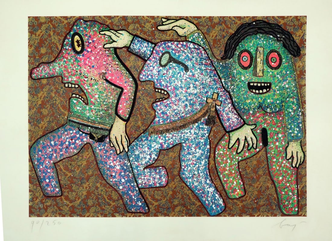 Enrico Baj - American Ballet: Artist: Enrico Baj Title: American Ballet Year: 1973 Dimensions: 23 3/4in. by 29 1/2in. Edition: From the rare limited edition of 250 Medium: Original Polymaterial Screen Printing on Paper Condition:
