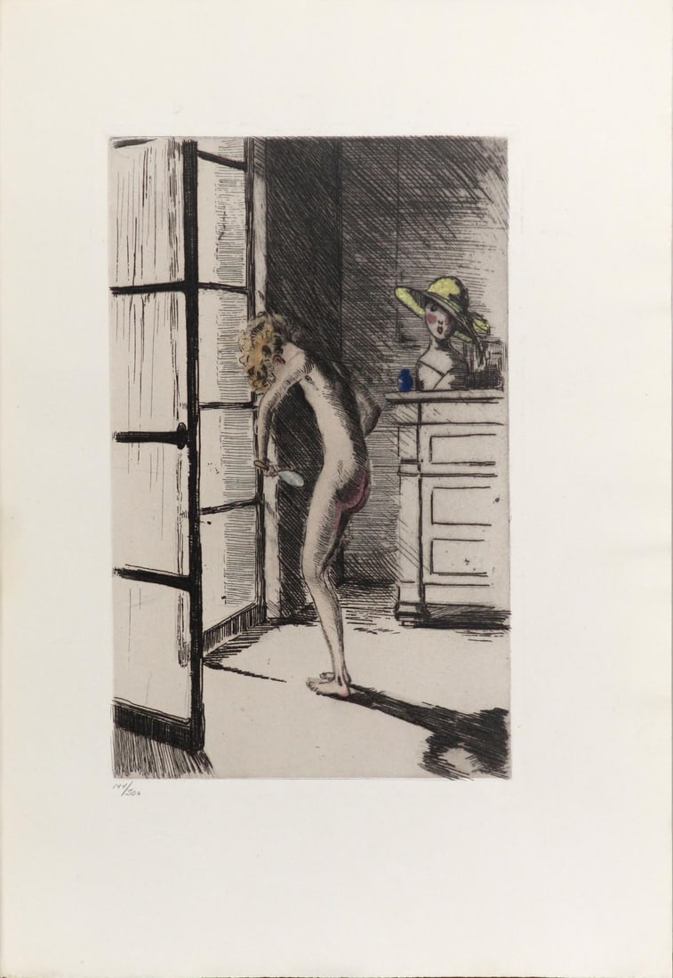 Louis Icart - Mirror Image from "L'ingenue Libertine": Artist: Louis Icart Title: Mirror Image from "L'ingenue Libertine" Year: 1926 Dimensions: 9.75in. by 12.75in. Edition: From the rare limited edition of 500 Suite: L'ingenue Libertine Medium: Original