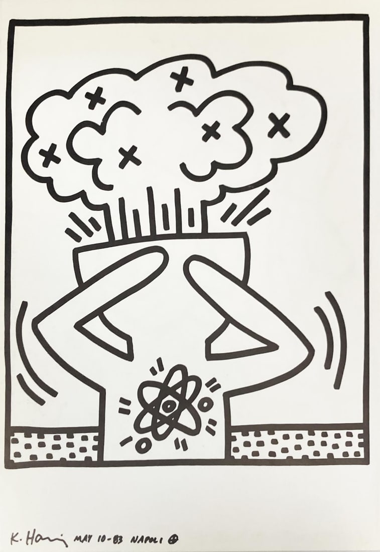 Keith Haring - Untitled VI: Artist: Keith Haring Title: Untitled VI Year: 1983 Dimensions: 12.5in. by 9.5in. Edition: From the rare limited edition Publisher: La Galerie de Poche Suite: Une Explosition du 15th Januier 1990
