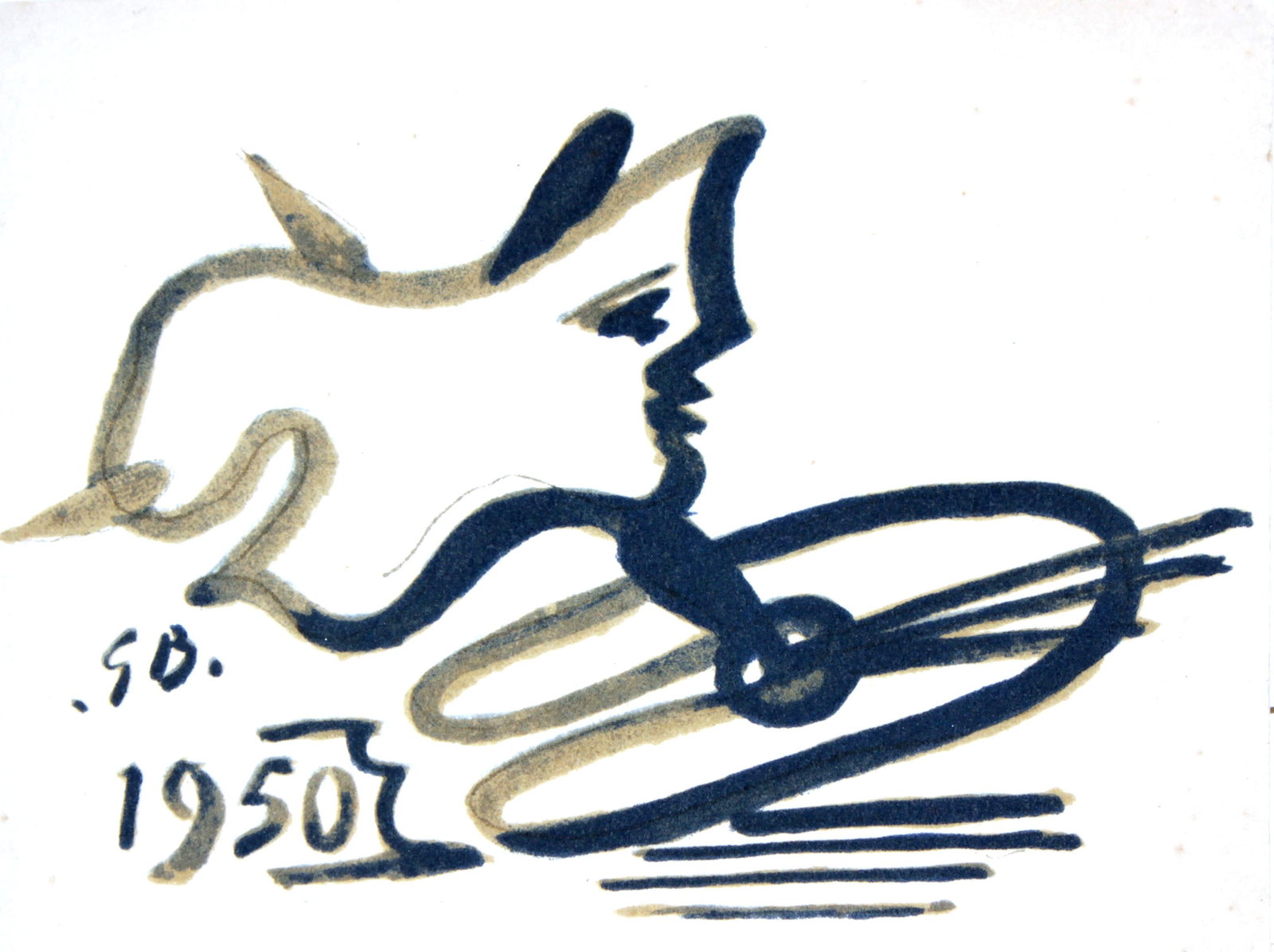 Georges Braque - Aime Maeght Invitation: Artist: Georges Braque Title: Aime Maeght Invitation Year: 1950 Dimensions: 4.75in. by 6in. Edition: From the rare limited edition Medium: Original lithograph on paper Signature Details: Initialed in