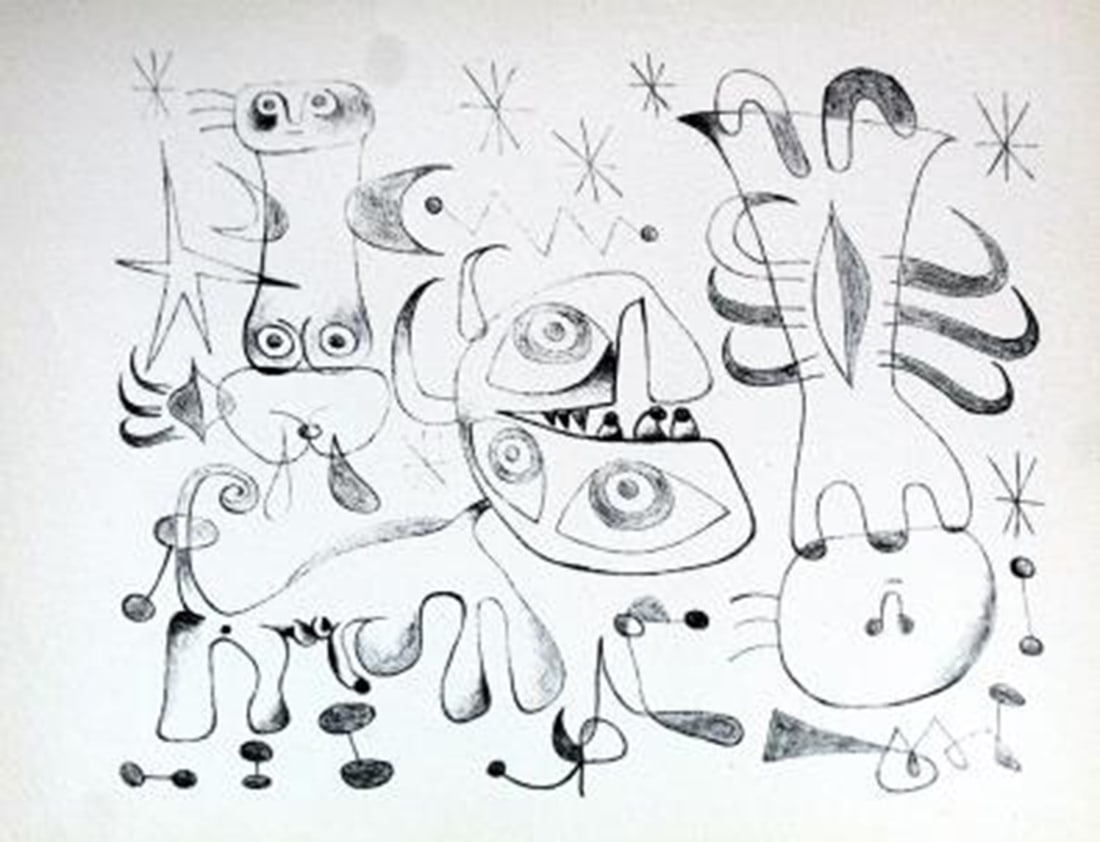Joan Miro - Lithograph XLII: Artist: Joan Miro Title: Lithograph XLVIII Year: 1947 Dimensions: 11in. by 8.5in. Edition: from rare edition of 1500 Publisher: Curt Valentin Medium: Lithograph Notes: Portfolio The Prints of Miro?