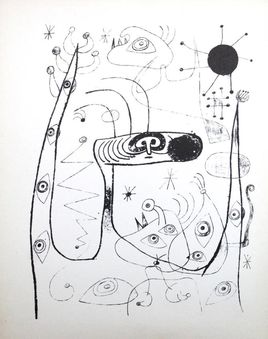 Joan Miro - Lithograph V: Artist: Joan Miro Title: Lithograph XLVIII Year: 1947 Dimensions: 11in. by 8.5in. Edition: from rare edition of 1500 Publisher: Curt Valentin Medium: Lithograph Notes: Portfolio The Prints of Miro?
