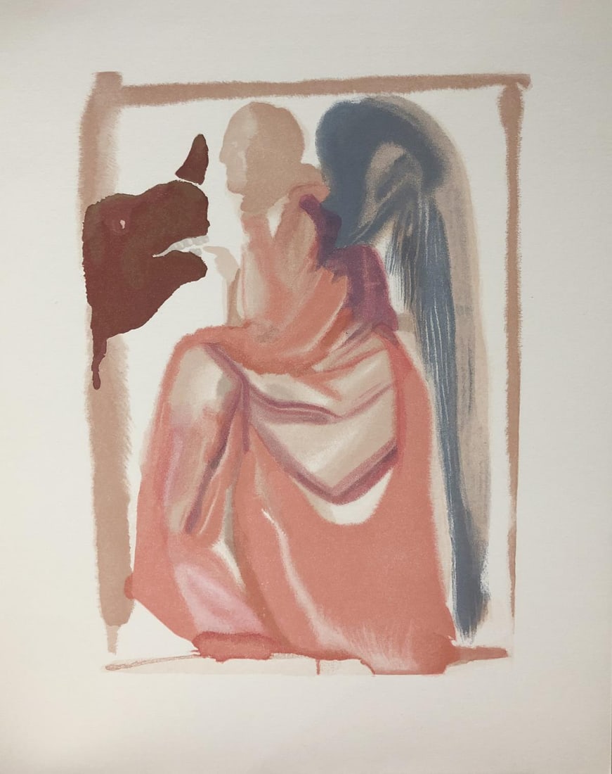Salvador Dali - Church and Empire: Artist: Salvador Dali Title: Church and Empire Year: 1964 Dimensions: 13in. by 10.25in. Edition: One-of-a-kind work of art Suite: The Divine Comedy Medium: Original decomposition woodblock print on