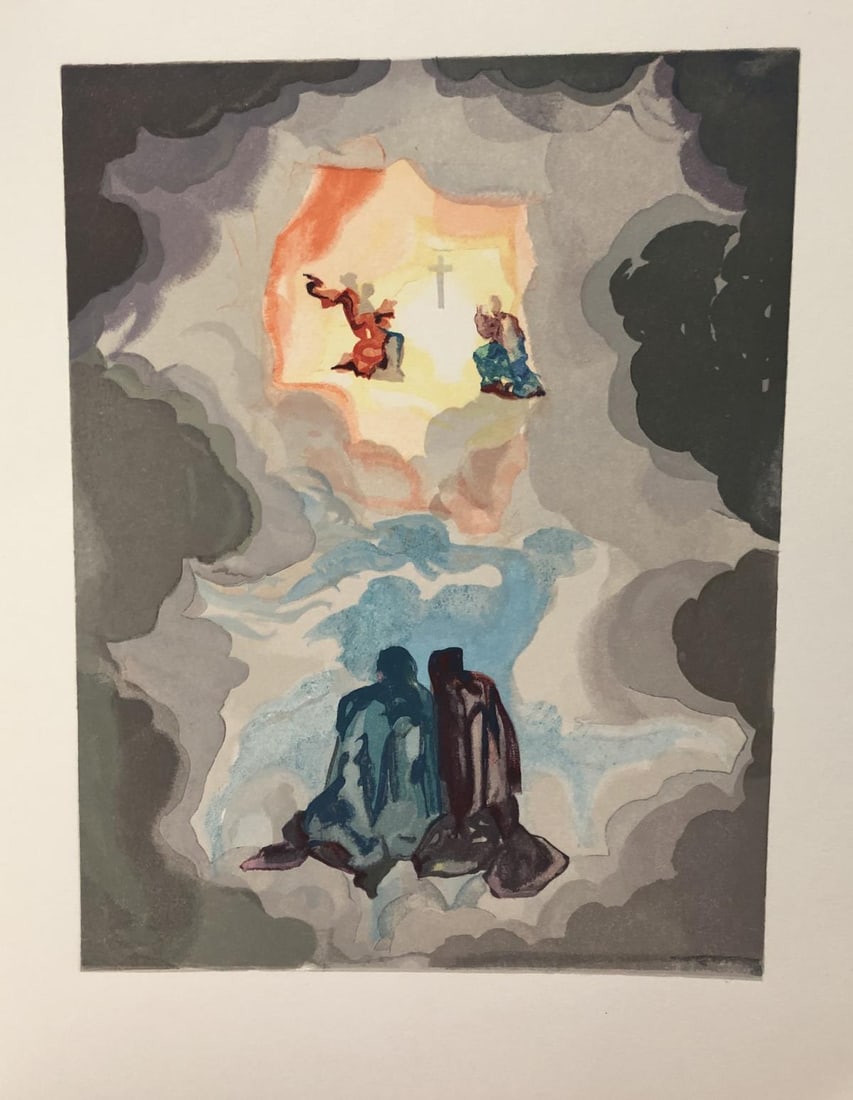 Salvador Dali - Cacciaguiada's History Lesson: Artist: Salvador Dali Title: Cacciaguiada's History Lesson Year: 1964 Dimensions: 13in. by 10in. Edition: From Rare limited edition Publisher: Les Heures Claires Paris Suite: Purgatory Canto from the