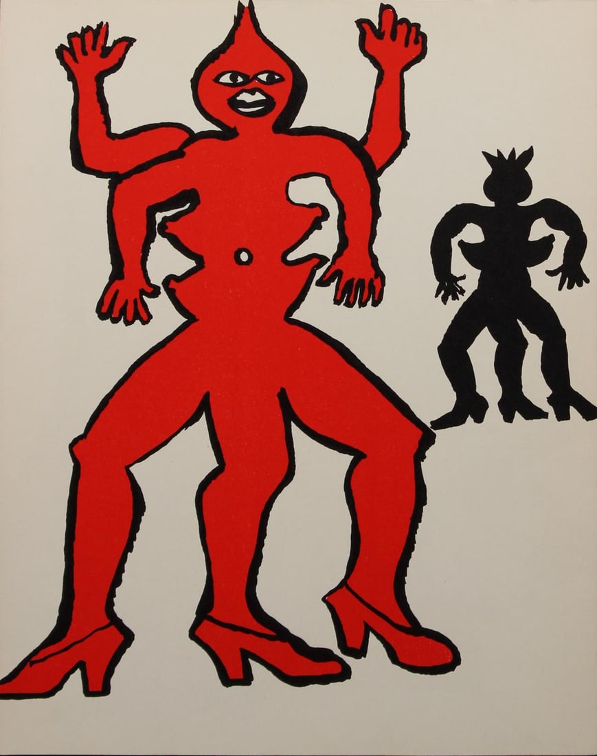 Alexander Calder - Three legs: Artist: Alexander Calder Title: Three legs Year: 1963 Dimensions: 15in. by 11.5in. Edition: From the rare limited edition Publisher: Maeght Paris Suite: Derriere le Miroir Medium: Original lithograph