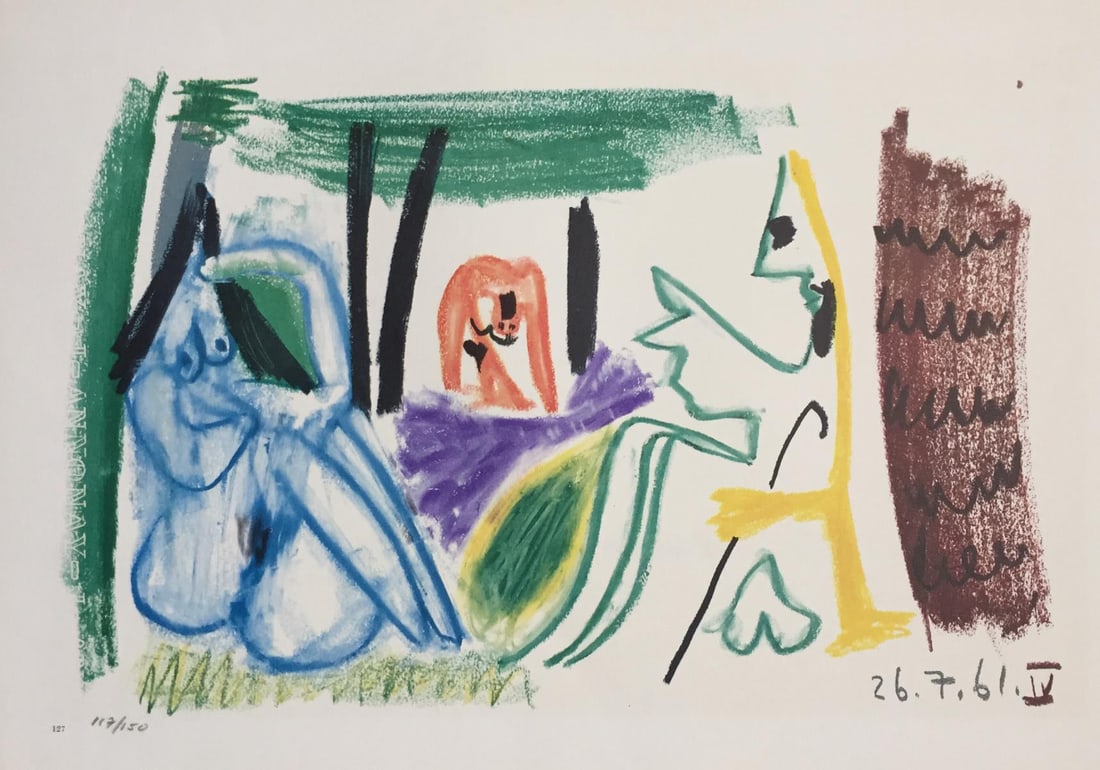 Pablo Picasso (After) - Untitled from "Les Dejeuneres": Artist: Pablo Picasso (After) Title: Untitled from "Les Dejeuneres" Year: 1962 Dimensions: 14 1/2in. by 10 1/2in. Edition: from the rare limited edition of 150 Publisher: Andre Sauret Paris Suite: