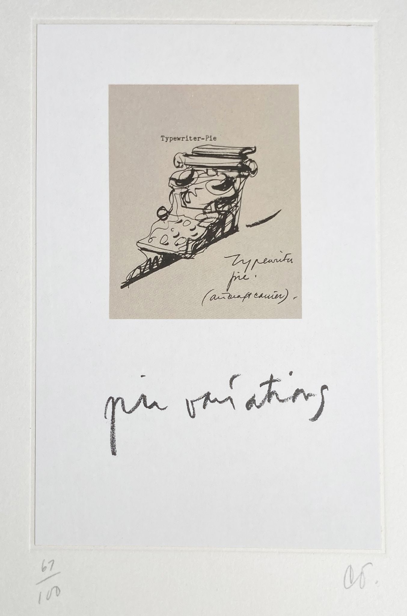 Claes Oldenburg - Notes in Hand 2: Artist: Claes Oldenburg Title: Notes in Hand 2 Year: 1972 Dimensions: 8 x 10 in. Edition: From the rare limited edition of 100 Publisher: Professional Prints Suite: Notes in Hand Medium: Lithograph