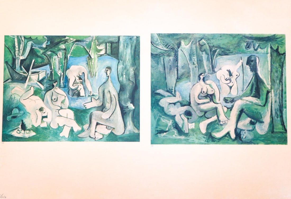 Pablo Picasso (after) - Untitled from "Les Dejeuners": Artist: Pablo Picasso (after) Title: Untitled from "Les Dejeuners" Year: 1961 Dimensions: 21.5in. by 15in. Edition: From the limited edition of 125 Publisher: Editions Cercle d Art; Paris Suite: Les