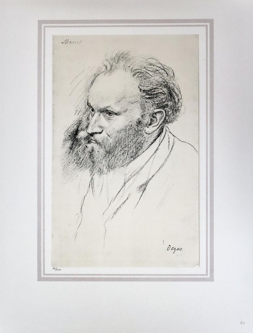 Edgar Degas (After) - Portrait de Manet: Artist: Edgar Degas (After) Title: Portrait de Manet Year: 1866 Dimensions: 16in. by 20in. Edition: 70 From the rare limited edition of 250 Publisher: Demotte E
