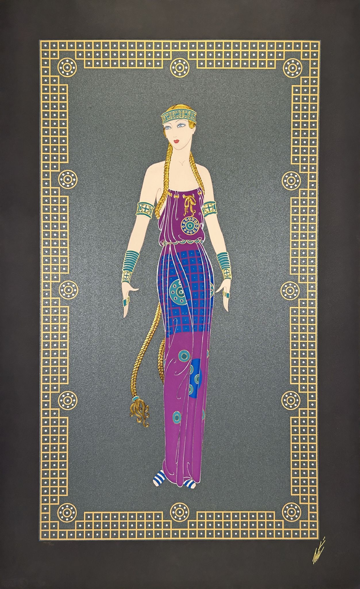 Erte - Scandinavian Princess: Artist: Erte Title: Scandinavian Princess Year: 1990 Dimensions: 41 1/4 x 25 1/4 in. Edition: CCLXII from the limited Roman Numeral edition of CCC, aside from the limited edition of 300 Publisher: