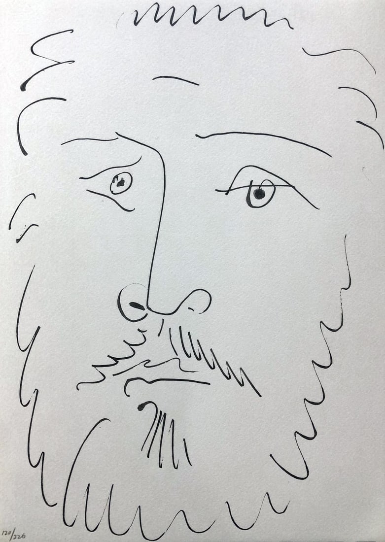 Pablo Picasso (After) - Visage d'homme barbu: Artist: Pablo Picasso (After) Title: Visage d'homme barbu Year: 1957 Dimensions: 14 .5in. by 11in. Edition: From the rare limited edition of 226 Suite: 40 Dessi