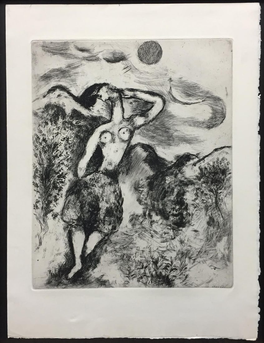 Marc Chagall - La Souris Metamorphosee en Fille: Artist: Marc Chagall Title: La Souris Metamorphosee en Fille Year: 1952 Dimensions: 15 1/4in. by 11 1/2in. Weight: 0 Edition: From the Rare Limited Edition Suite: La Fables de la Fontaine Medium:
