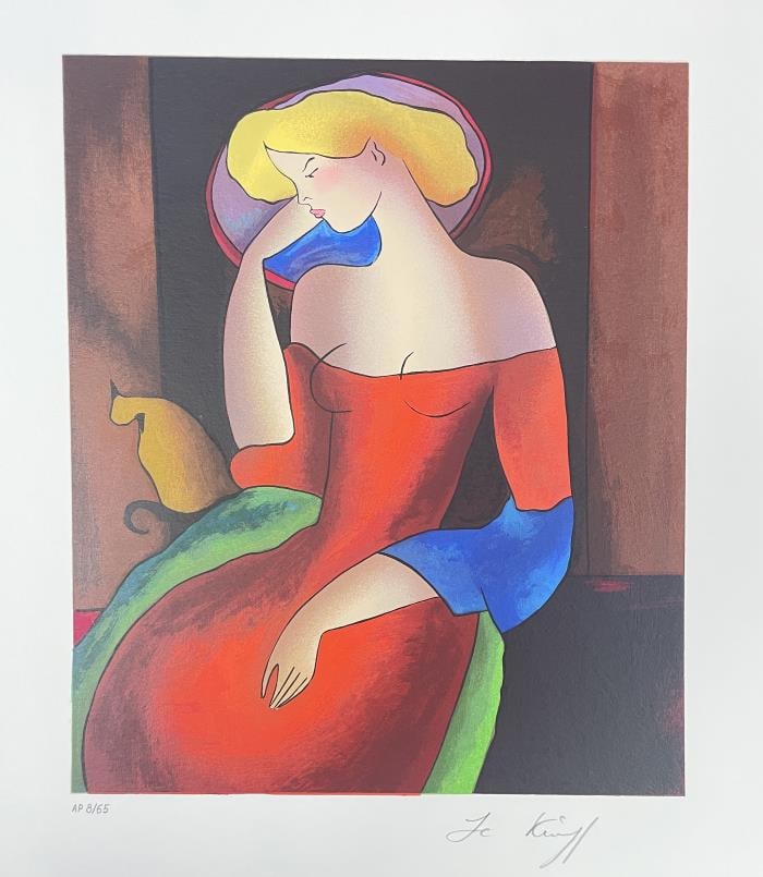 Linda Le Kiniff - Portrait of a Woman: Artist: Linda Le Kiniff Title: Portrait of a Woman Dimensions: 11in. by 12 3/4in. Edition: From the rare limited AP edition of 65 Medium: Original Serigraph in colors on Paper Condition: Excellent