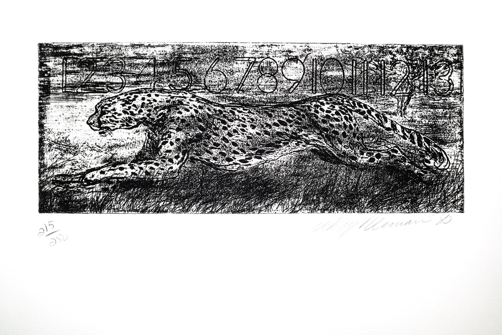 Leroy Neiman - Midnight Cheetah: Artist: Leroy Neiman Title: Midnight Cheetah Year: 1980 Dimensions: 30 x 22 in. Edition: 215 From the Rare Limited Edition of 250 Suite: EAUX-FORTES Medium: Etching on Arches paper Condition: