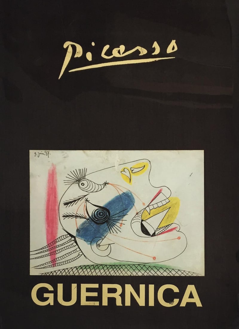 Pablo Picasso - Guernica Book Cover: Artist: Pablo Picasso Title: Guernica Book Cover Dimensions: 16 3/8in. by 24 7/8in. Edition: From the Rare Limited Edition Medium: Offset Lithograph on Mounted Canvas