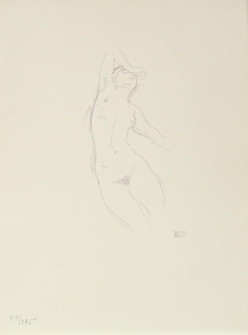 Gustav Klimt (After) - Untitled XXV: Artist: Gustav Klimt (After) Title: Untitled XXV Year: 1922 Dimensions: 10 1/2in. by 8in. Edition: From the limited edition of 375 Publisher: Thyrsos Verlag; Leipzig and Vienna Suite: Gustav Klimt: