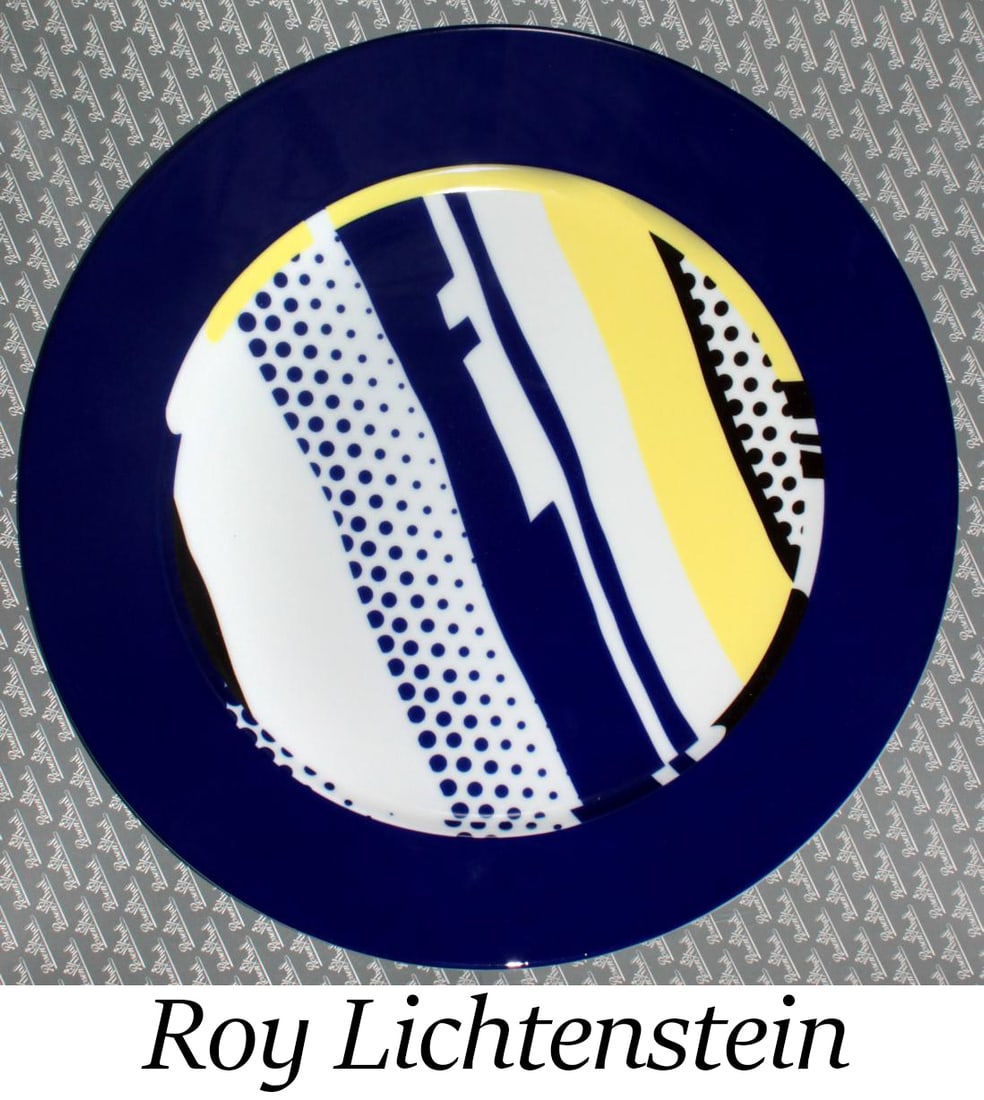 Roy Lichtenstein - Porcelain Plate: Artist: Roy Lichtenstein Title: Porcelain Plate Year: 1990 Dimensions: 12 1/4 x 12 1/4 in. Edition: From the rare limited edition of 3000 Publisher: Rosenthal, Germany Medium: Porcelain plate with
