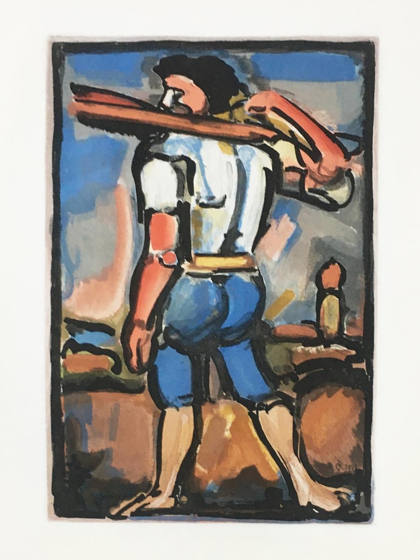 Georges Rouault - Aide Borreau Portant un des Bois de: Artist: Georges Rouault Title: Aide Borreau Portant un des Bois de la Croix Year: 1936 Dimensions: 17 1/2in. by 13 1/2in. Edition: from the Rare Limited Edition of 270 Publisher: Vollard Paris Suite: