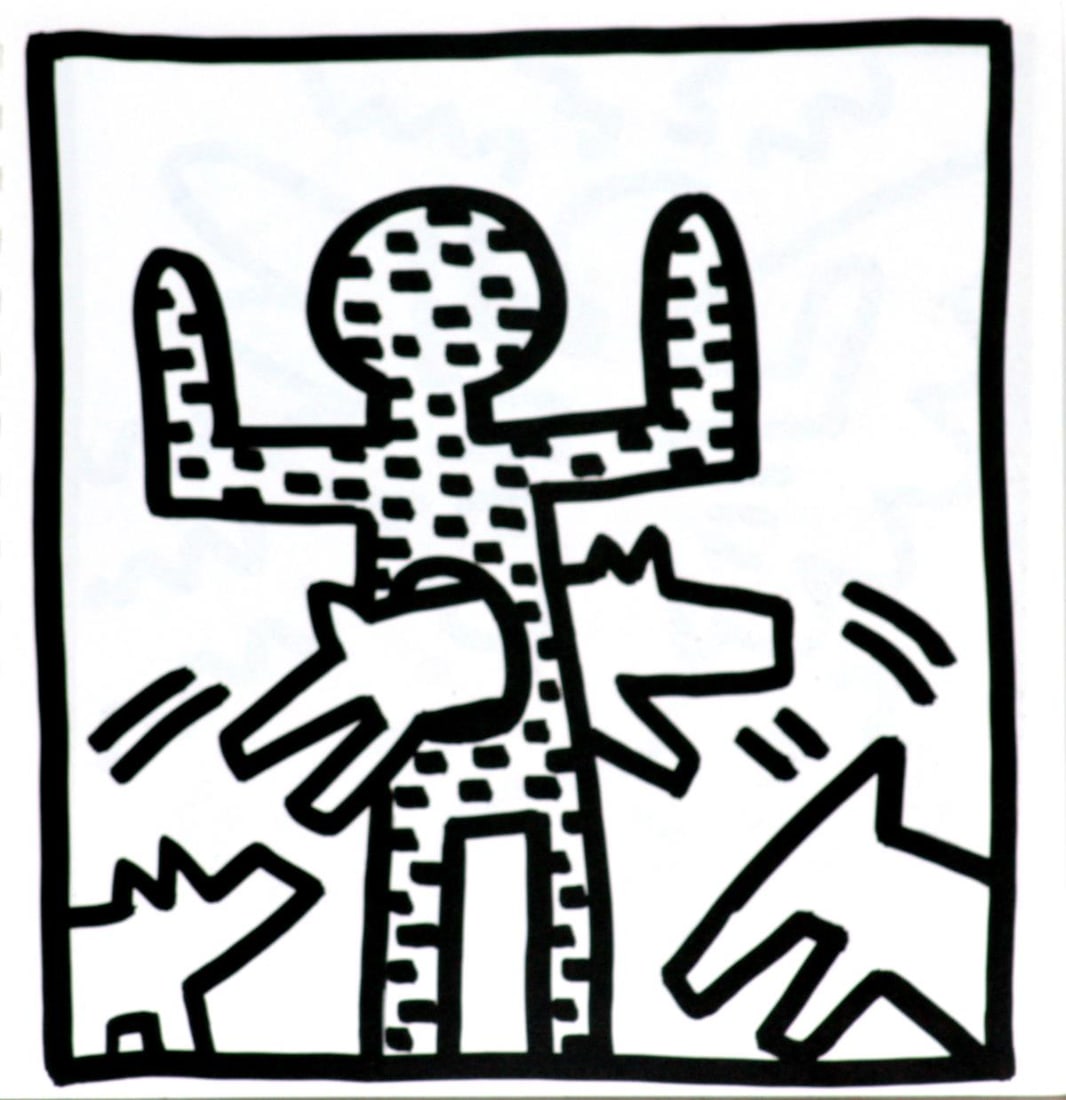 Keith Haring - Untitled (Jumping Through): Artist: Keith Haring Title: Untitled (Jumping Through) Year: 1982 Dimensions: 9in. by 9in. Edition: From the limited edition of 2000 Publisher: Tony Shafrazi Gallery New York Suite: Keith Haring