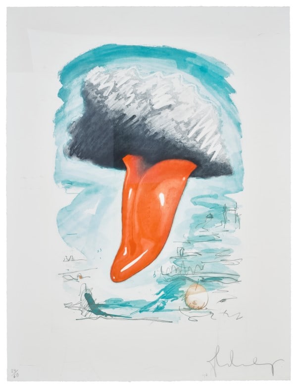 Claes Oldenburg - Tongue Cloud over London, with Thames Ball: Artist: Claes Oldenburg Title: Tongue Cloud over London, with Thames Ball Year: 1976 Dimensions: 41 x 31 in. Edition: 24 from the limited edition of 60 Publisher: Petersburg Press, London and New
