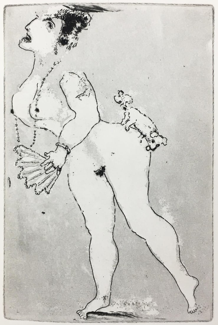 Marc Chagall - Lust I: Artist: Marc Chagall Title: Lust I Year: 1926 Dimensions: 9 13/16in. by 7 3/8in. Edition: From the Rare Limited Edition of 300 Publisher: Simon Kra Paris Suite: Les Sept Peches Capitaux (The Seven