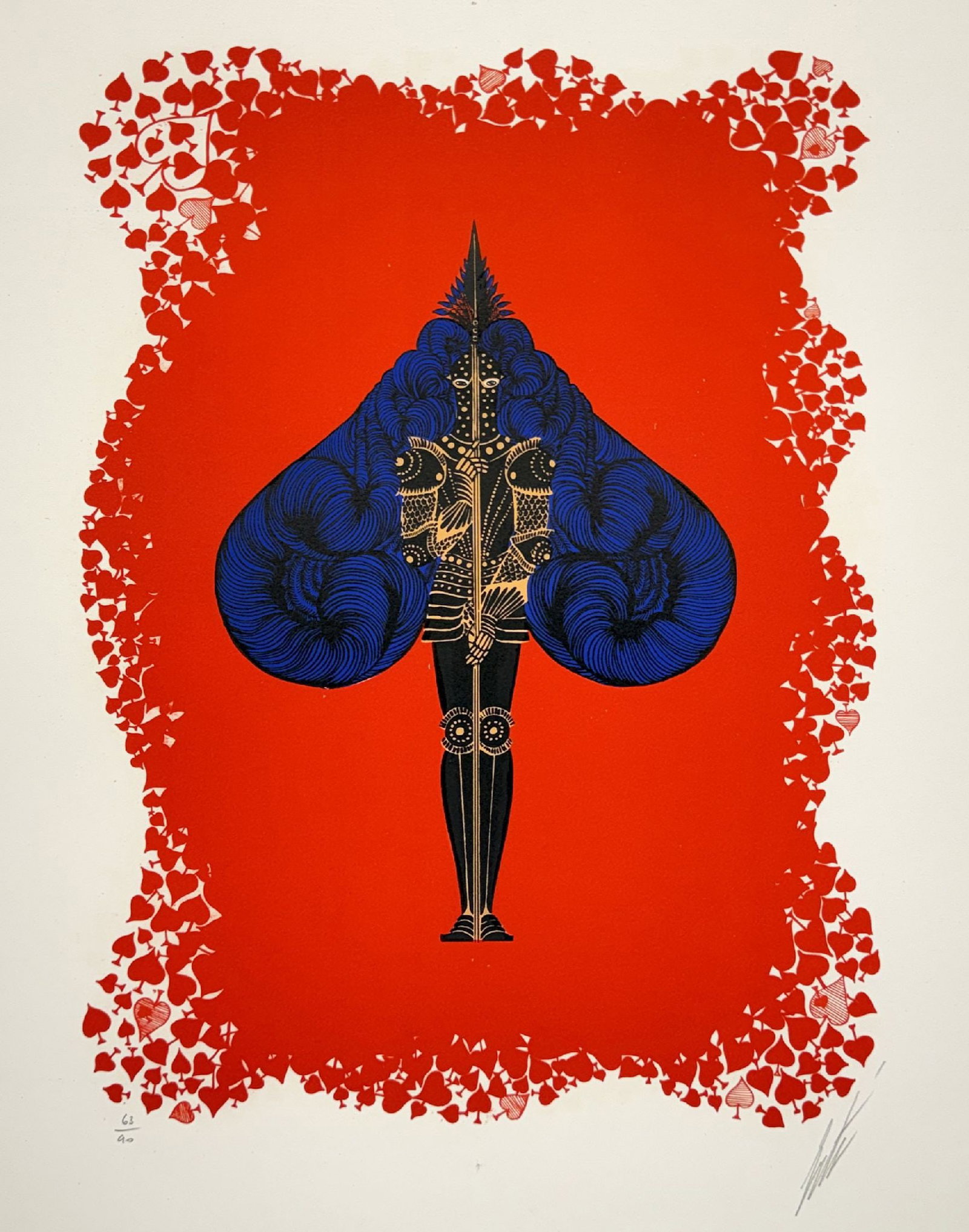 Erte - Spade: Artist: Erte Title: Spade Year: 1974 Dimensions: 25 3/4 x 19 3/4 in. Edition: from the limited edition of 90 Publisher: Grosvenor Gallery, London Sui