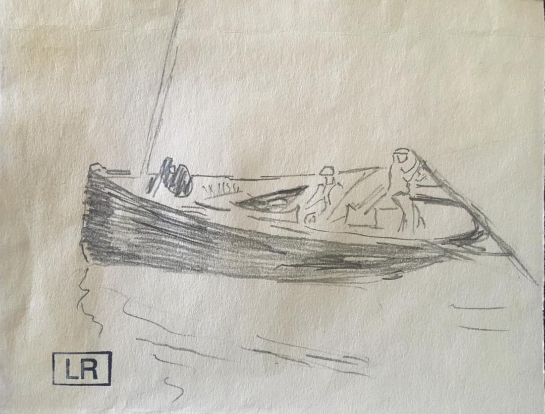 Ludovic-Rodo Pissarro - Untitled Boat Sketch II: Artist: Ludovic-Rodo Pissarro Title: Untitled Boat Sketch II Dimensions: 7in. by 6in. Edition: A unique and original work of art Medium: Original drawing on paper Condition: As Is Signature Details: