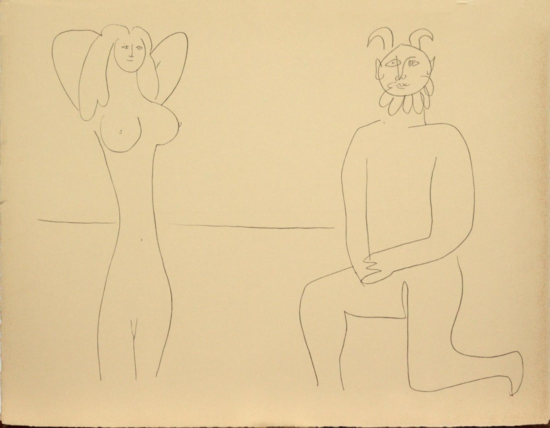 Pablo Picasso - Untitled from "Mes dessins d'Antibes": Artist: Pablo Picasso Title: Untitled from "Mes dessins d'Antibes" Year: 1946 Dimensions: 20in. x 26in. Edition: Numbered From the Rare Limited Deluxe French Edition of 200 Publisher: Au Pont des