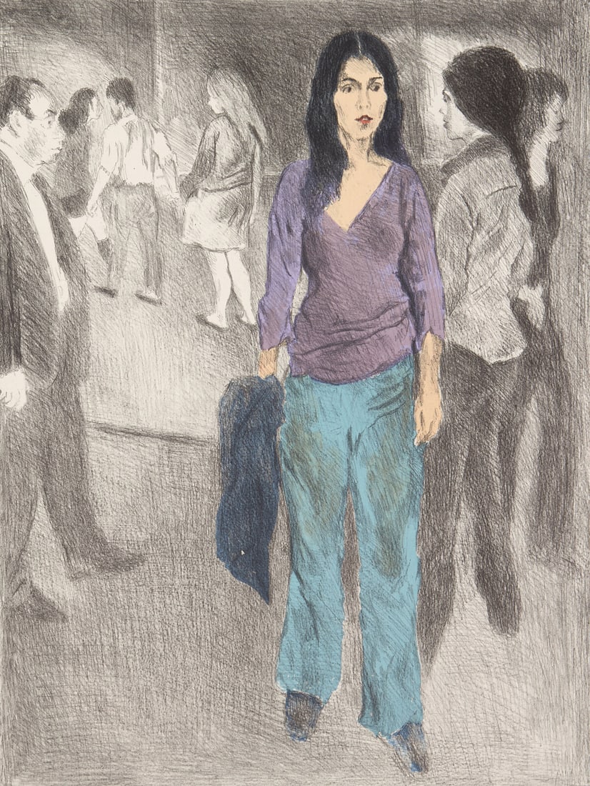 Raphael Soyer - Passing by: Artist: Raphael Soyer Title: Passing by Year: 1975 Dimensions: 20 x 15 in. Edition: 14 from the limited edition of 300 Publisher: Medium: Original lithograph on paper Condition: Excellent Signature
