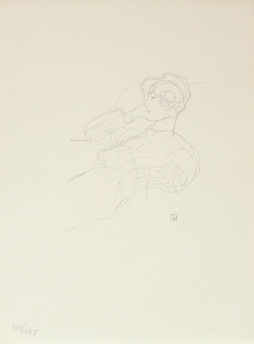 Gustav Klimt (After) - Untitled X: Artist: Gustav Klimt (After) Title: Untitled X Year: 1922 Dimensions: 10 1/2in. by 8in. Edition: From the limited edition of 375 Publisher: Thyrsos Verlag; Leipzig and Vienna Suite: Gustav Klimt: 50