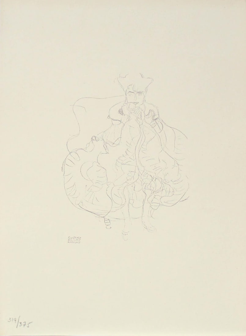 Gustav Klimt (After) - Untitled XI: Artist: Gustav Klimt (After) Title: Untitled XI Year: 1922 Dimensions: 10 1/2in. by 8in. Edition: From the limited edition of 375 Publisher: Thyrsos Verlag; Leipzig and Vienna Suite: Gustav Klimt: 50