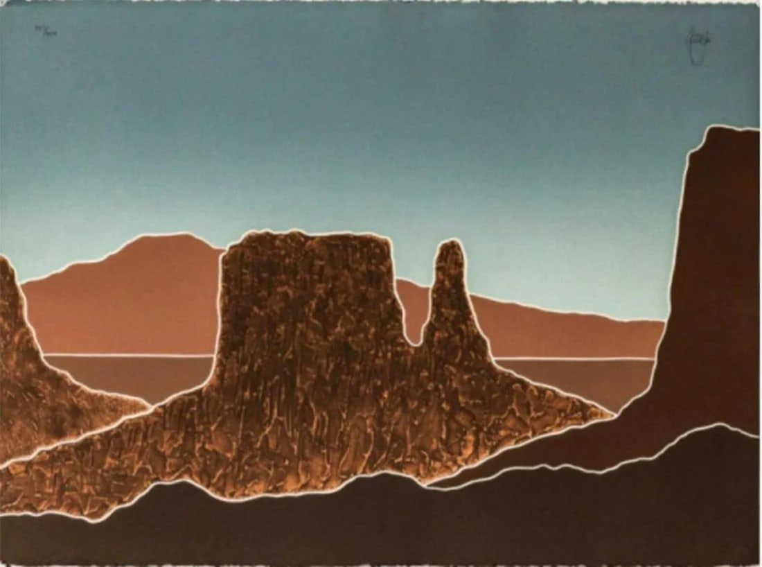 Peter Keefer - Mesa Petaca: Artist: Peter Keefer Title: Mesa Petaca Year: 1980 Dimensions: 22in. by 30in. Edition: From the Rare Limited Edition of 250 Medium: Serigraph in Colors Condition: Excellent Signature Details: Hand