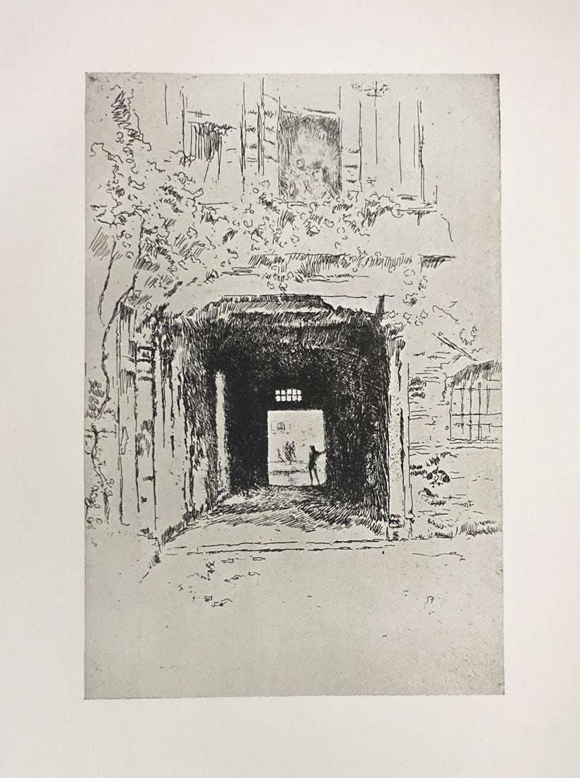 James McNeill Whistler (After) - Doorway and Vine: Artist: James McNeill Whistler (After) Title: Doorway and Vine Year: 1922 Dimensions: 14 3/4in. by 11 1/4in. Edition: From the Rare Limited Edition of 200 Publisher: The Studio Ltd. London Suite: The